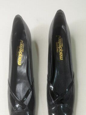 Magdesians Black Leather Low Heel Pumps Size 7.5 M Comfort Shoes Made in USA